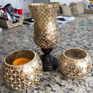 Gold sparkling candle holders!!